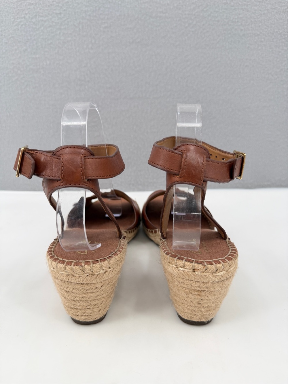 Clarks Petrina Selma Wedge Espadrille Heel Sandals Women's 9.5 Brown Ankle Strap - Picture 4 of 16